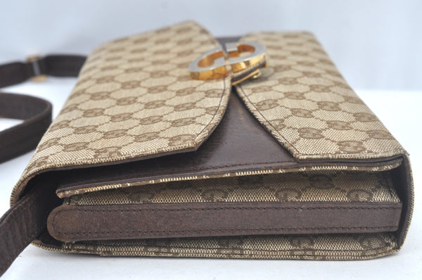 Authentic GUCCI Shoulder Cross Body Bag GG Canvas Leather Brown L0429