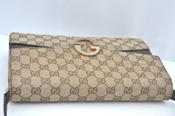 Authentic GUCCI Shoulder Cross Body Bag GG Canvas Leather Brown L0429