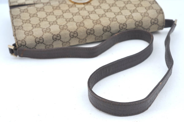 Authentic GUCCI Shoulder Cross Body Bag GG Canvas Leather Brown L0429