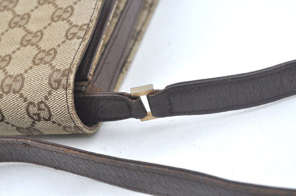Authentic GUCCI Shoulder Cross Body Bag GG Canvas Leather Brown L0429