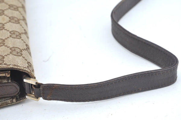 Authentic GUCCI Shoulder Cross Body Bag GG Canvas Leather Brown L0429