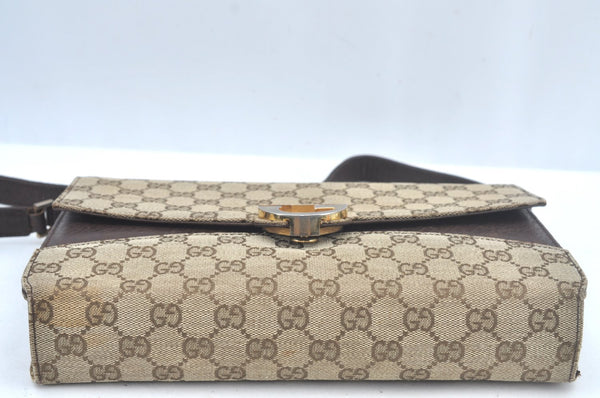 Authentic GUCCI Shoulder Cross Body Bag GG Canvas Leather Brown L0429