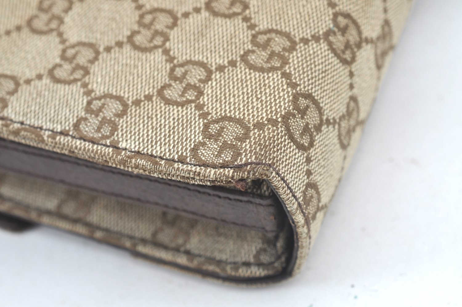 Authentic GUCCI Shoulder Cross Body Bag GG Canvas Leather Brown L0429