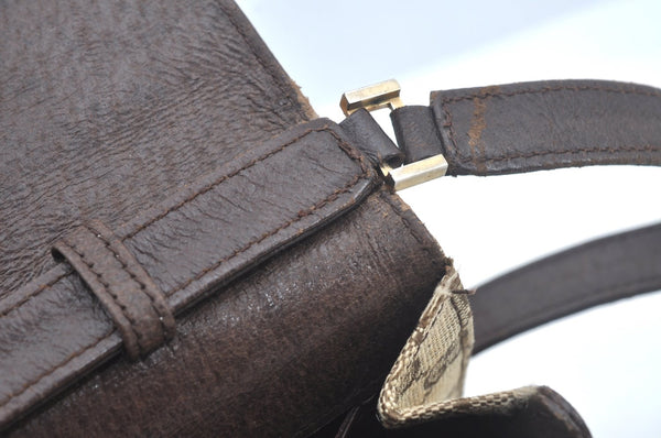 Authentic GUCCI Shoulder Cross Body Bag GG Canvas Leather Brown L0429