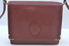 Authentic Cartier Must de Cartier Leather Shoulder Cross Bag Bordeaux Red L0433