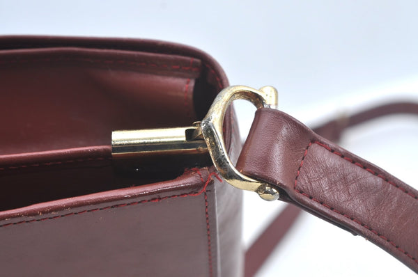 Authentic Cartier Must de Cartier Leather Shoulder Cross Bag Bordeaux Red L0433