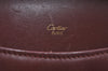 Authentic Cartier Must de Cartier Leather Shoulder Cross Bag Bordeaux Red L0434