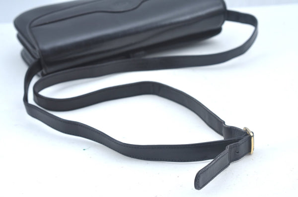 Authentic GUCCI Shoulder Cross Body Bag Purse GG Leather Black L0436