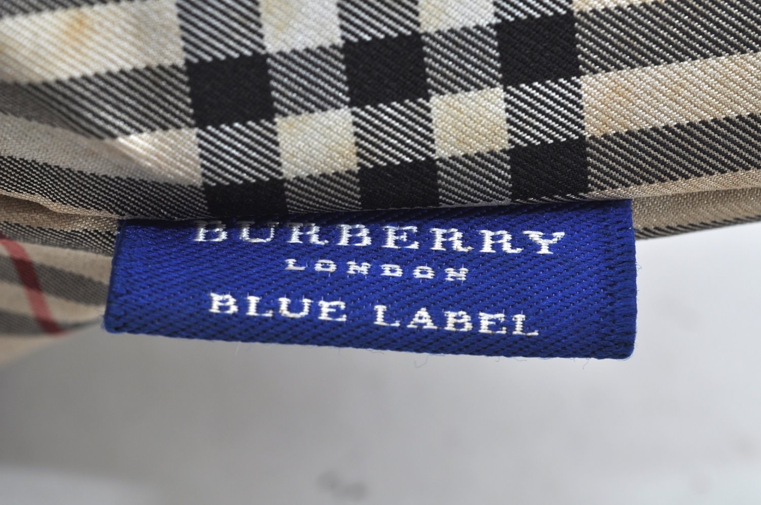 Authentic BURBERRY BLUE LABEL Check Hand Tote Bag Nylon Leather Beige L0439