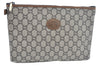 Authentic GUCCI Clutch Hand Bag Purse GG Plus PVC Leather Brown L0444