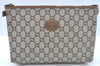 Authentic GUCCI Clutch Hand Bag Purse GG Plus PVC Leather Brown L0444