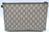Authentic GUCCI Clutch Hand Bag Purse GG Plus PVC Leather Brown L0444
