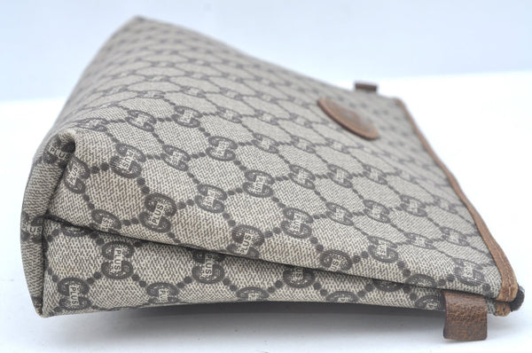 Authentic GUCCI Clutch Hand Bag Purse GG Plus PVC Leather Brown L0444