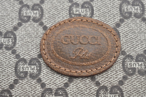 Authentic GUCCI Clutch Hand Bag Purse GG Plus PVC Leather Brown L0444