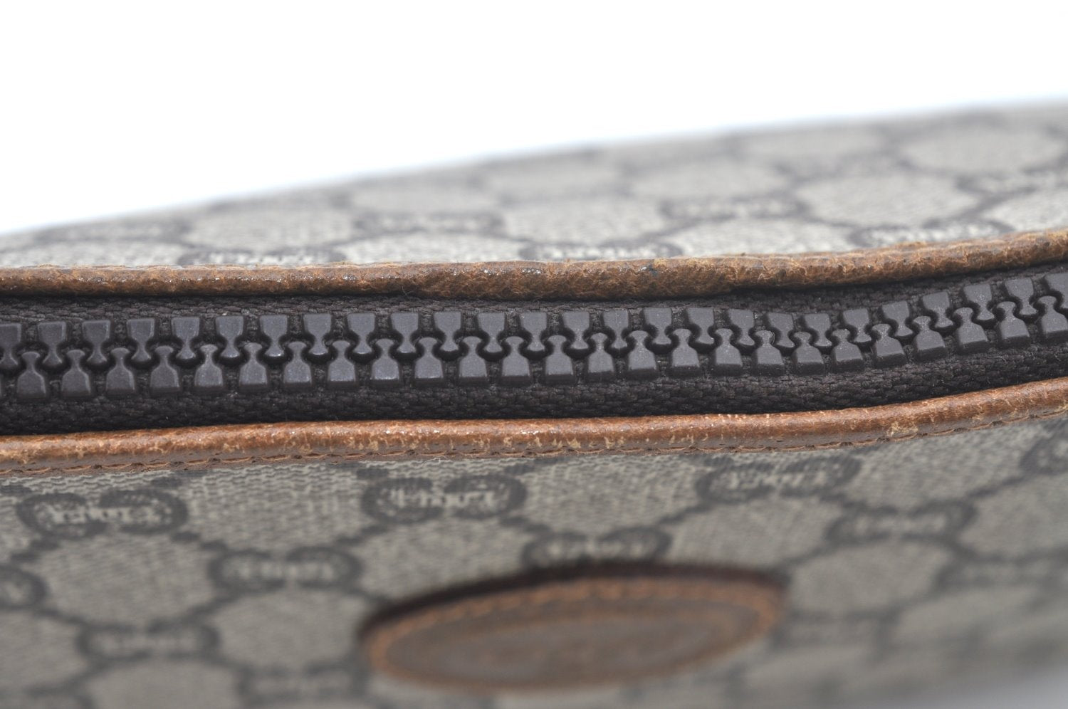 Authentic GUCCI Clutch Hand Bag Purse GG Plus PVC Leather Brown L0444