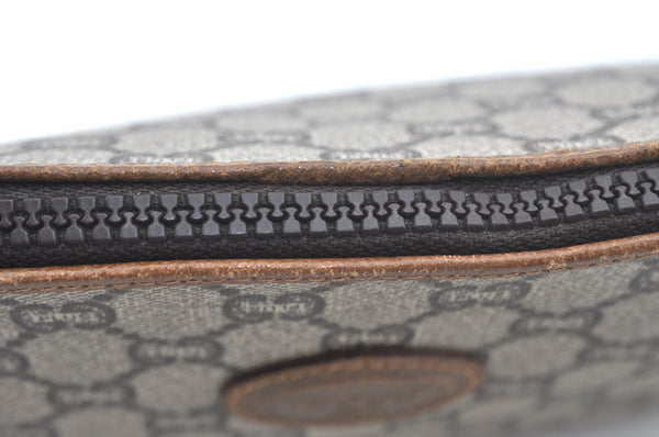 Authentic GUCCI Clutch Hand Bag Purse GG Plus PVC Leather Brown L0444