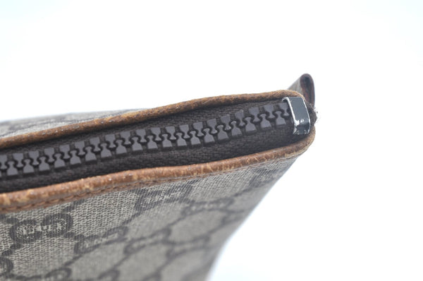 Authentic GUCCI Clutch Hand Bag Purse GG Plus PVC Leather Brown L0444