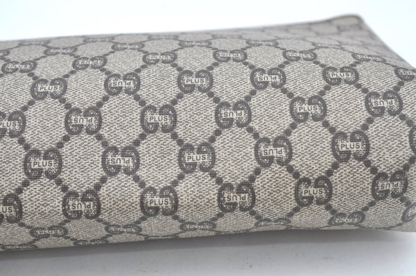 Authentic GUCCI Clutch Hand Bag Purse GG Plus PVC Leather Brown L0444