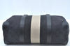 Authentic GUCCI Sherry Line Hand Bag Purse GG Canvas Leather Black L0445