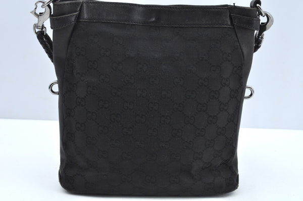 Authentic GUCCI Shoulder Cross Body Bag GG Canvas Leather 109106 Black L0446