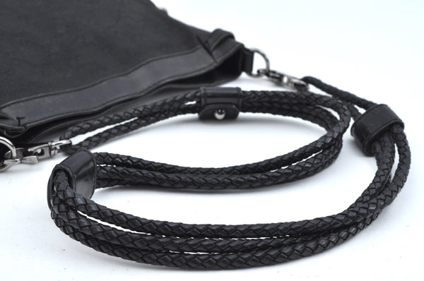 Authentic GUCCI Shoulder Cross Body Bag GG Canvas Leather 109106 Black L0446