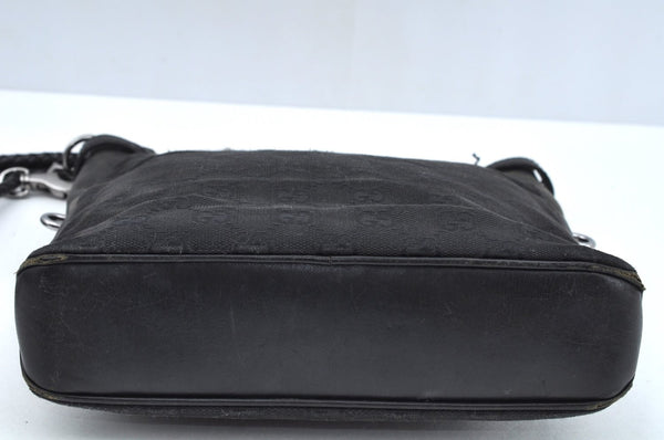 Authentic GUCCI Shoulder Cross Body Bag GG Canvas Leather 109106 Black L0446