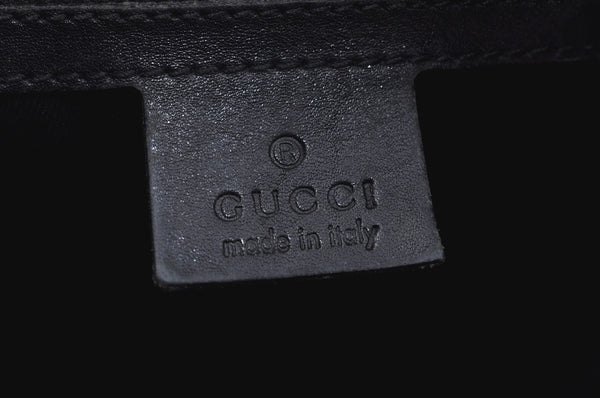Authentic GUCCI Shoulder Cross Body Bag GG Canvas Leather 109106 Black L0446
