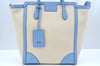 Authentic GUCCI Swing Hand Tote Bag Canvas Leather Beige Light Blue L0451