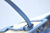 Authentic GUCCI Swing Hand Tote Bag Canvas Leather Beige Light Blue L0451