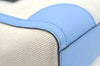 Authentic GUCCI Swing Hand Tote Bag Canvas Leather Beige Light Blue L0451