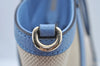 Authentic GUCCI Swing Hand Tote Bag Canvas Leather Beige Light Blue L0451