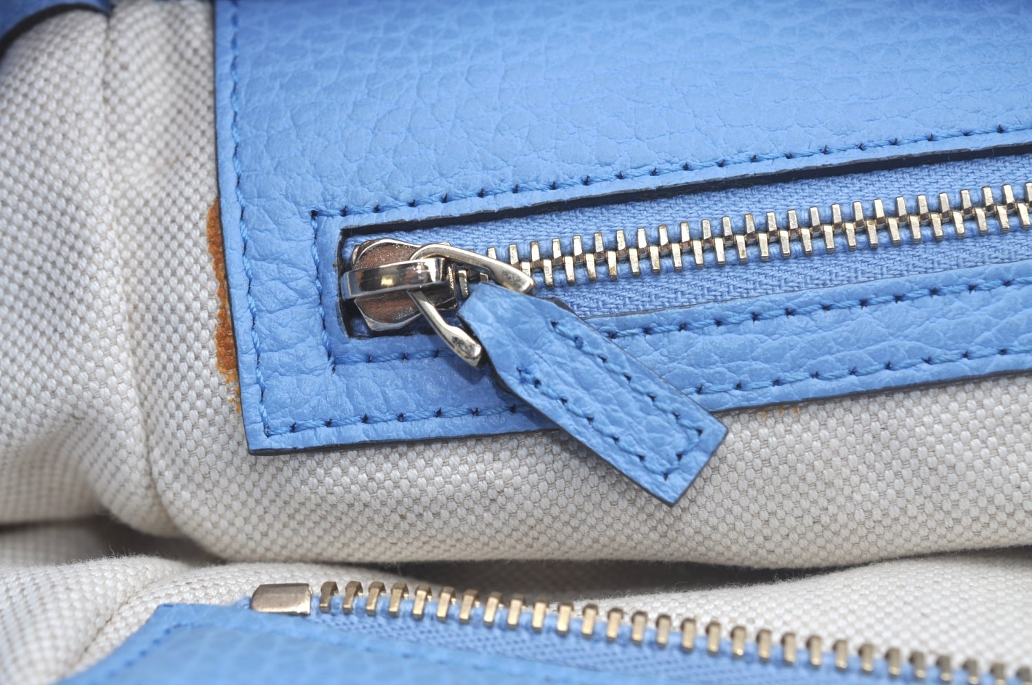 Authentic GUCCI Swing Hand Tote Bag Canvas Leather Beige Light Blue L0451