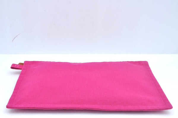 Authentic HERMES Bora Bora Pouch MM Canvas Purse Pink L0452