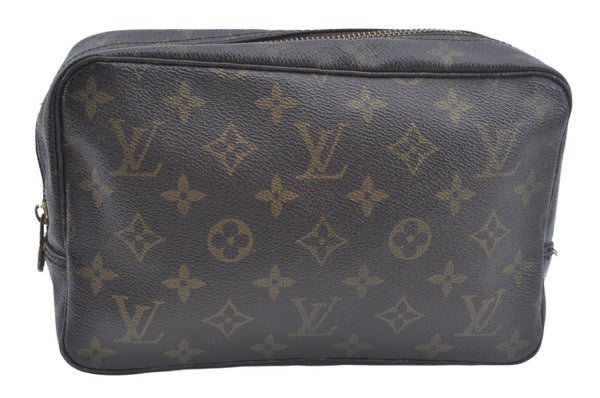Auth Louis Vuitton Monogram Trousse Toilette 23 Clutch Hand Bag M47524 LV L0456