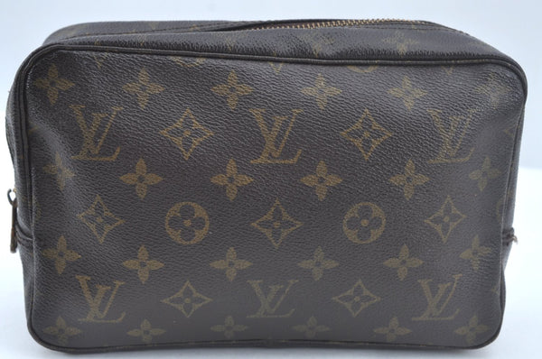 Auth Louis Vuitton Monogram Trousse Toilette 23 Clutch Hand Bag M47524 LV L0456