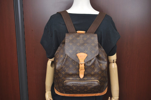 Authentic Louis Vuitton Monogram Montsouris GM Backpack M51135 LV L0457