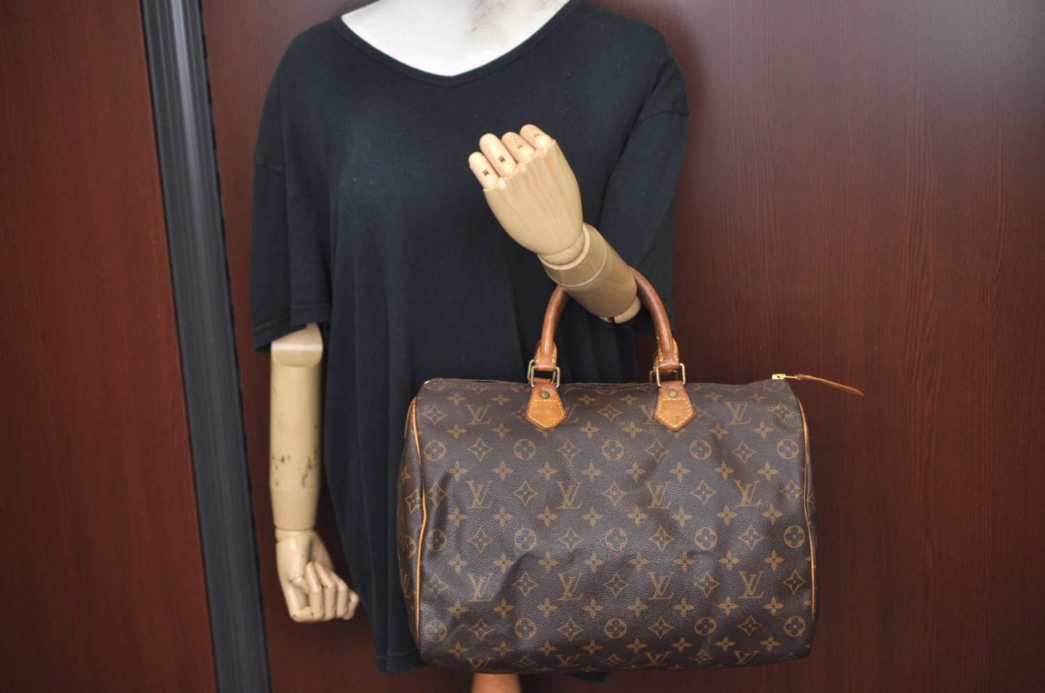 Authentic Louis Vuitton Monogram Speedy 35 Hand Boston Bag M41524 LV L0465