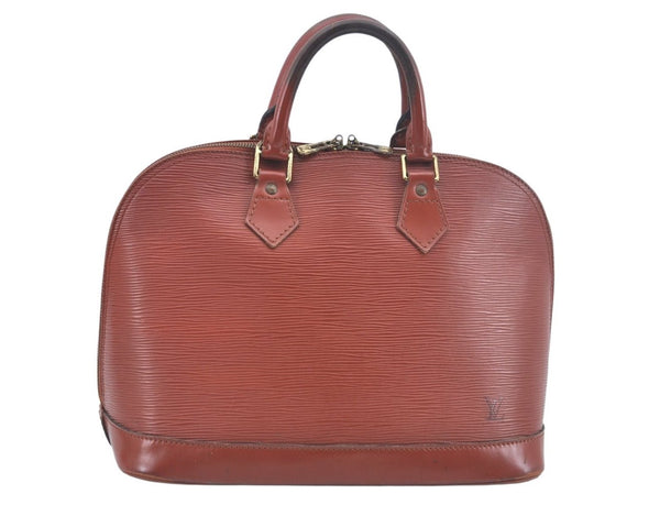 Authentic Louis Vuitton Epi Alma PM Hand Bag Brown M52143 LV L0466