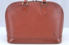 Authentic Louis Vuitton Epi Alma PM Hand Bag Brown M52143 LV L0466