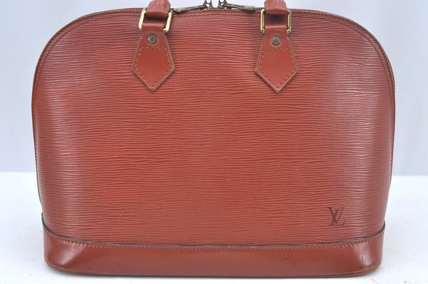 Authentic Louis Vuitton Epi Alma PM Hand Bag Brown M52143 LV L0466