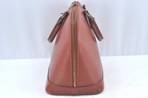 Authentic Louis Vuitton Epi Alma PM Hand Bag Brown M52143 LV L0466