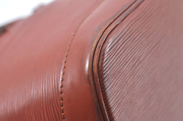 Authentic Louis Vuitton Epi Alma PM Hand Bag Brown M52143 LV L0466