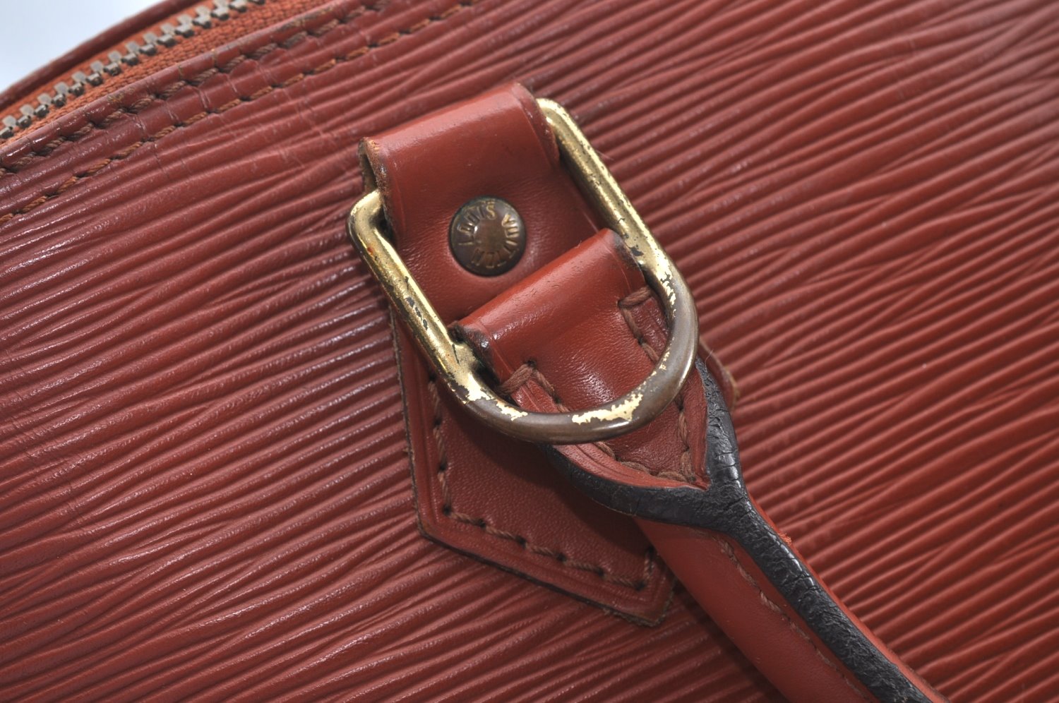 Authentic Louis Vuitton Epi Alma PM Hand Bag Brown M52143 LV L0466