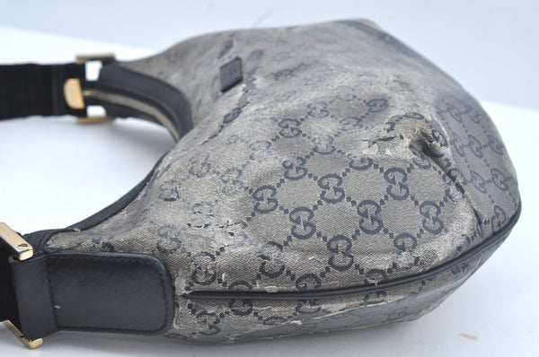 Authentic GUCCI GG Crystal Shoulder Cross Body Bag Purse PVC Leather Black L0471