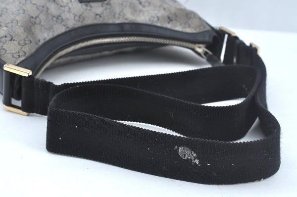 Authentic GUCCI GG Crystal Shoulder Cross Body Bag Purse PVC Leather Black L0471