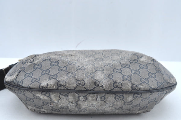 Authentic GUCCI GG Crystal Shoulder Cross Body Bag Purse PVC Leather Black L0471