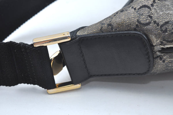 Authentic GUCCI GG Crystal Shoulder Cross Body Bag Purse PVC Leather Black L0471