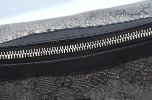Authentic GUCCI GG Crystal Shoulder Cross Body Bag Purse PVC Leather Black L0471