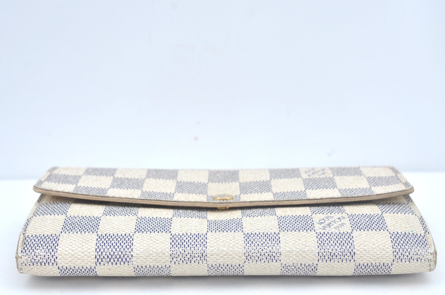 Authentic Louis Vuitton Damier Azur Portefeuille Sarah Wallet N61735 LV L0472