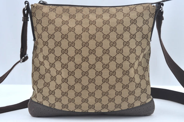 Authentic GUCCI Shoulder Cross Body Bag Purse GG Canvas Leather Brown L0473